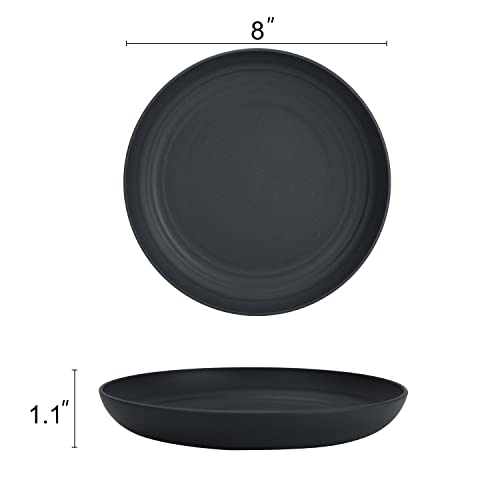 Homienly Deep Dinner Plates Set of 8 Alternative for Plastic Microwave and Dishwasher Safe Wheat Straw Kitchen Unbreakable Kids with 4 Colors (Stone Grey, 8 inch),(Deep plates-8) - color: Stone Gray, size: 8 Inch