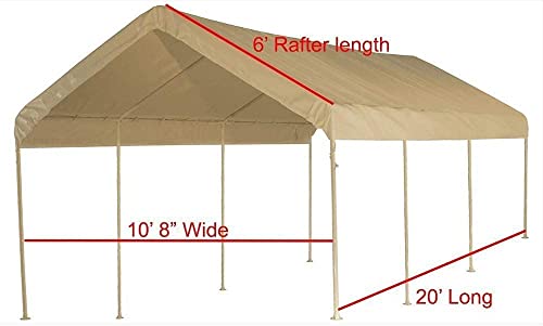 10X20 Canopy Tarp Set (5pc) Paneling and Top Set Valanced Tarp Kit Carport (Beige) - color: Beige