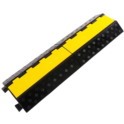 Rubber Cable Ramp Cable Protector Ramps Wire Hose Protective 1 Channel Traffic Rubber Plastic Cord Cover Speed Bump for Asphalt Concrete Gravel Driveway Outdoor, 1 Pack - color: 1 channel-1 pack