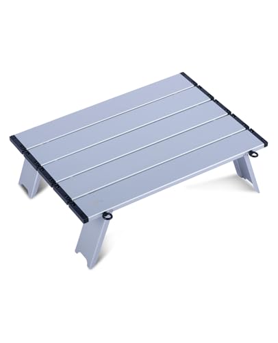 iClimb Ultralight Compact Mini Beach Picnic Folding Alu. Table with Carry Bag, Two Size (Silver - S) - color: Silver, size: Small