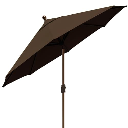 EliteShade USA 10-Year-Non-Fading 10Ft Market Patio Umbrella, UPF 50+ UV Protection Performance Sun Umbrella, Heavy Duty Commercial Grade Outdoor Table Umbrella with Crank & Tilt, Windproof Vented Top for Garden, Pool, Deck and Outdoor Playsets, Chestnut