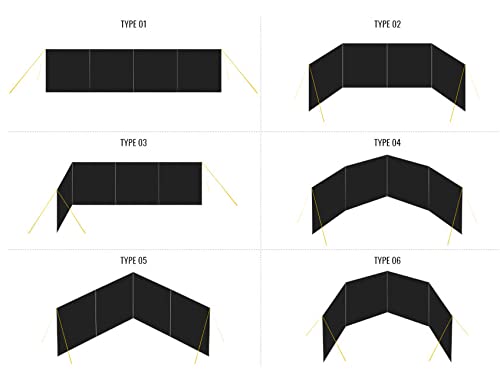 Camping Windbreak Tarp Windscreen Privacy Screen Wall Pole Beach Outdoor Folding (Black)