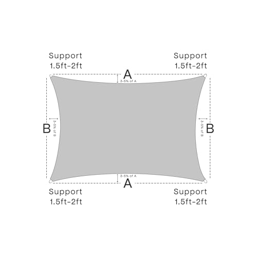 Sun Shade Sail Canopy, 6'x 10' Rectangle 95% UV Block Shade Cover for Outdoor, Backyard Patio, Lawn, Garden, Sandbox Carpor Light Gray - color: Light Gray, size: 6' x 10'