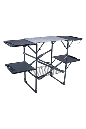 GCI OUTDOOR Slim-Fold Cook Station | Portable Folding Kitchen Table with a Heat Resistant Tabletop, 4 Side Tables & Storage Rack, Perfect for Picnics & Camping Trips - style: Slim Fold Cook Station