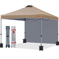MASTERCANOPY Durable Pop-up Canopy Tent with 1 Sidewall (10'x10',Khaki) - color: Khaki, size: 10x10