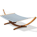 Lazy Daze Hammocks 12 FT 2 Person Double Quick Dry Textilene Hammock with Curved Steel Heavy Duty Stand for Outside, Backyard, Patio, 450 Lbs Capacity, Blue White Stripes - color: Blue White Stripes