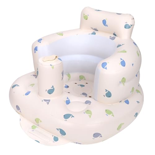 AirSwim Inflatable Baby Chair, Inflatable Baby Seat for Babies 3 Months and Up, Summer Blow Up Chair with Built in Air Pump, Bumbo Seat for Learning to Sit, Palying, Camping, Whale - color: Blue