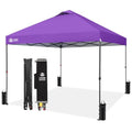 CROWN SHADES 10x10 Pop Up Canopy - Patented Center Lock One Push Instant Outdoor Canopy Beach Tent with STO-N-Go Bag 8 Stakes & 4 Sand Bags，Purple - style: Purple