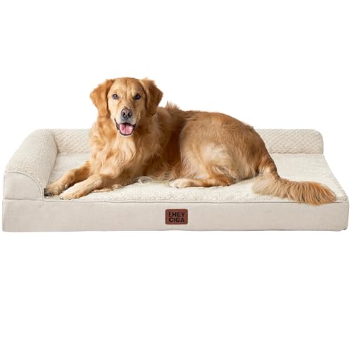 EHEYCIGA Extra Large Dog Bed Othorpedic, Memory Foam XL Dog Bed with Washable Removable Cover, Waterproof Pet Sofa Couch XLarge Size Dogs with Nonskid Bottom, 44x32x6.5, Beige - color: Beige, size: 44.0"L x 32.0"W x 6.5"Th