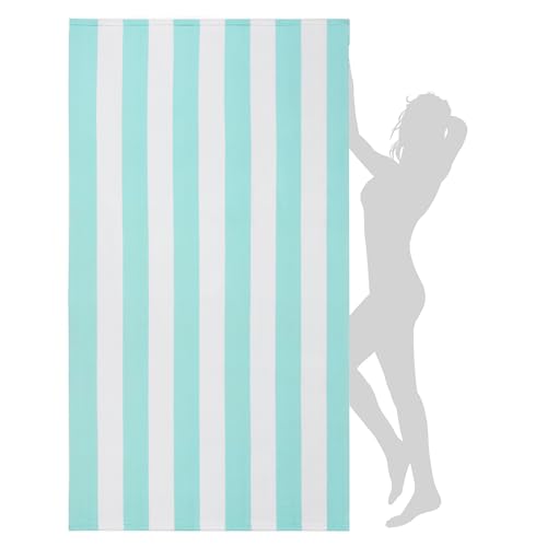 WILFA Extra Large Beach Towel - Oversized Mircofiber Towel 40'' x 70'', XL Striped Lightweight Pool Towel, Big Cabana Swim Travel Towel for Adults Mens Women,Aqua - color: Aqua