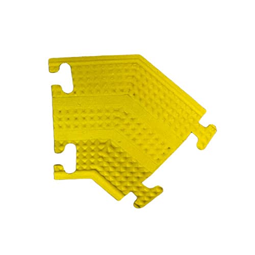 Kable Kontrol Drop Over Floor Cord Cover – 45 Degree Right Turn 1 Channel Cable or Wire Protector – Rubber Ramp Turn for Indoor and Outdoor Use – Yellow - color: Yellow, size: 1 Channel - Right Turn