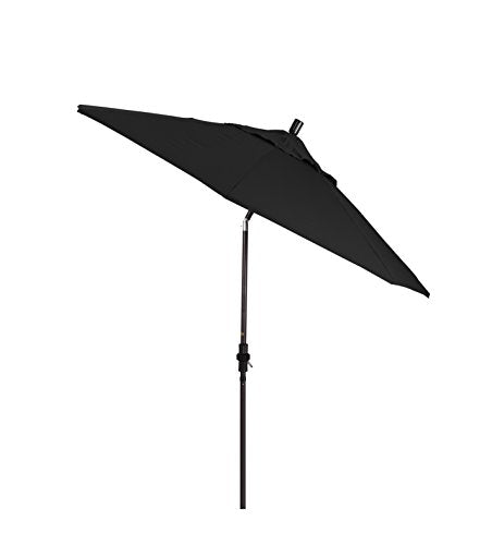 California Umbrella 9' Round Aluminum Patio Umbrella, Crank Lift, Collar Tilt, Bronze Pole, Black Olefin - color: Black