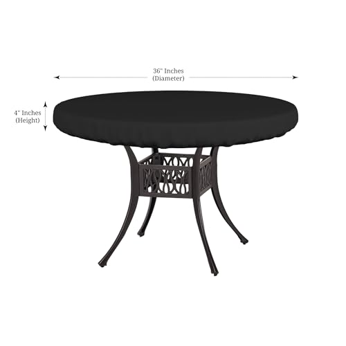 Covers & All Round Table Top Cover, 12 Oz Waterproof UV & Weather Resistant Patio Table Cover, Outdoor Table Cover for Patio Outdoor Furniture & Coffee Table (36" Dia x 4" H Inches, Black) - color: Black, size: 36" Dia x 4" H