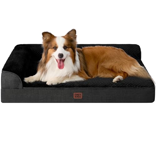EHEYCIGA XL Dog Bed Memory Foam for Crate, Extra Large Dog Bed Orthopedic with Washable Removable Cover, Waterproof Pet Sofa Couch XLarge Size Dogs, 41x27x6.5, Black - color: Black, size: 41.0"L x 27.0"W x 6.5"Th