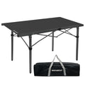 29.9" Tall Folding Camping Table for 2-6 Person, 54.7" Large Aluminum Foldable Roll-up Table Outdoor with Carry Bag for Picnic, Camp, Sturdy, Backyard, Patio - color: Black