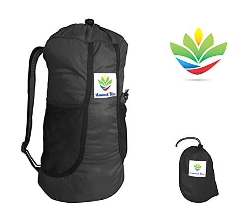 Hammock Bliss - Ultralight Travel Daypack - Lightweight Packable Backpack - Foldable Hiking Backpacks - Waterproof Compact Folding Day Pack for Travel Camping Outdoor - Only 5.25 oz - color: Black