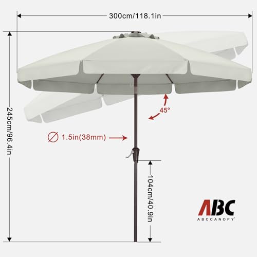 ABCCANOPY 10ft Scalloped Patio Umbrella, Outdoor Table Umbrella with Tilt and Crank, Fiberglass Ribs Deck Umbrella for Patio, Pool, Garden, Picnic (Light Beige) - color: Light Beige, size: 10ft