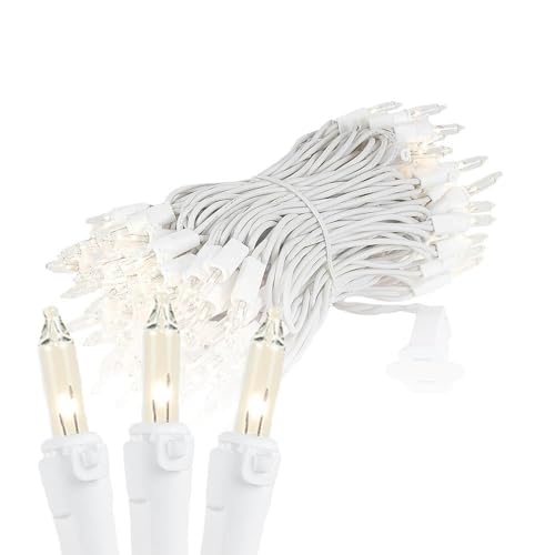 Novelty Lights 34 Feet 100 Bulbs Traditional Incandescent Mini Lights, Clear on Black Wire with 4" Spacing, Commercial Grade and UL Listed for Indoor/Outdoor Use, End-to-End Connectable - color: Black Wire