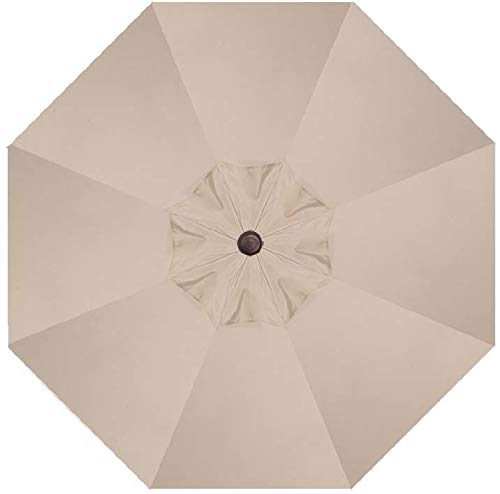Treasure Garden Octagonal 9 ft Patio Umbrella - Outdoor Furniture Table Umbrella – Push-Button Tilt – Bronze Aluminum Frame (Obravia, Khaki) - color: O'bravia Khaki w/Bronze Frame, size: 9 FT Push Button Tilt