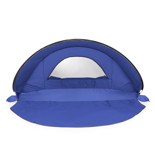 PICNIC TIME Manta Portable Beach Tent, Fully-Assembled Pop Up Tent, Beach Shade and Sun Shelter, Instant Outdoor Shade with Carrying Bag for Outdoors and UPF50+ UV Protection, (Blue) - color: Blue