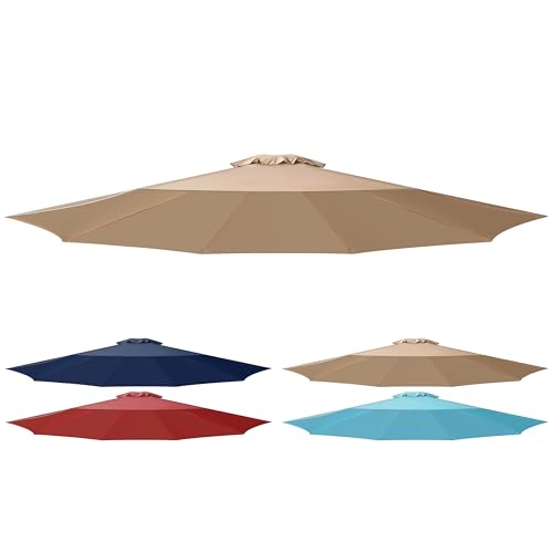 Simple Deluxe 9' Patio Umbrella Replacement Canopy Only Outdoor Table Market Yard Umbrella Replacement Top Cover with 8 Ribs, Tan - color: Tan Canopy Only, size: 9ft