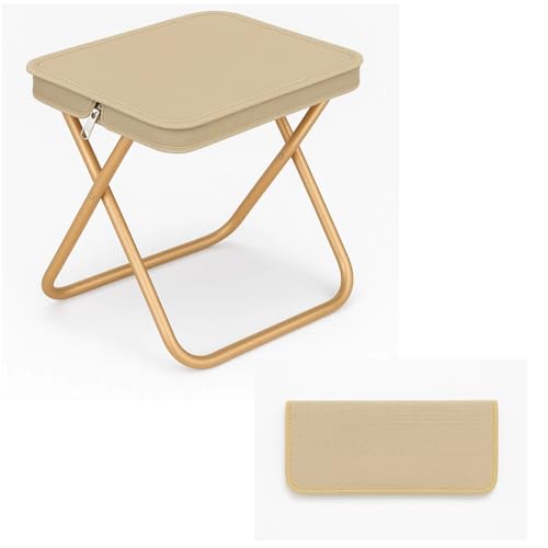 Ultralight Folding Camping Stool, 1.2lbs Compact Portable Chair for Adults, 350lbs Load, Aluminum Frame with Oxford Seat, Beach, Hiking, Fishing, Handbag Style Stool (Beige) - color: Beige