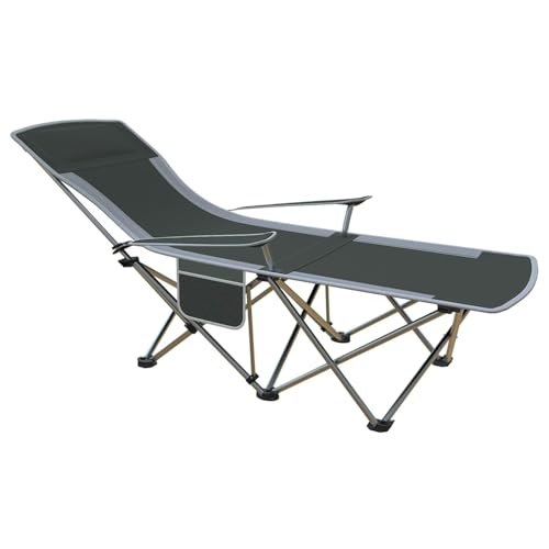 Folding Beach Chair Recliner for Adults - Heavy Duty 300lbs Camping Chair with Adjustable Backrest & Footrest, Portable Outdoor Lounge Chair for Backyard, Fishing, Travel - color: Grey