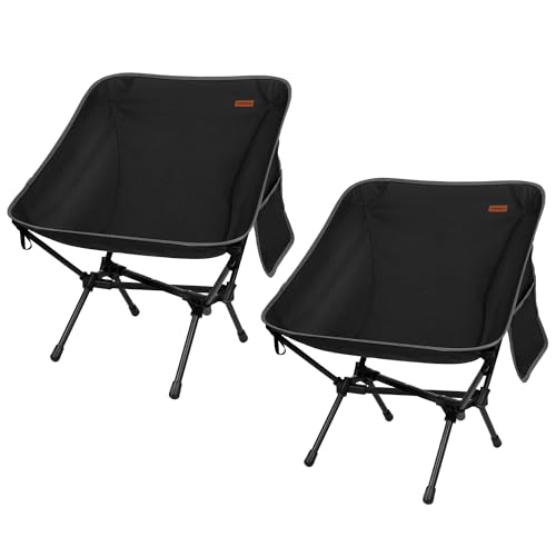 TOBTOS 2 Pack Ultralight Camping Chair, Portable Folding Backpacking Chair, Compact Camping Chair with Carry Bag for Outdoor Camp Hiking Backpack Beach Travel (Black) - color: Black-2 Pack