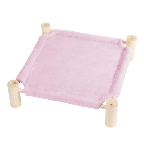 Patas Lague Cat and Dog Hammock Bed for Small Dogs, Brethable Wooden Cat Pet Rabbit Elevated Bed Cots Furniture for All Seasons Fleece Purple - color: Fleece Purple