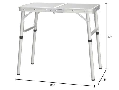 REDCAMP Small Folding Camping Table,2ft Portable Aluminum Outdoor Small Foldable Table Adjustable Height Lightweight for Picnic Cooking Beach - size: 24''L x 16'' x 19"(2 heights10"/19")