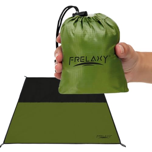 Frelaxy Pocket Picnic Blanket, Waterproof Sandproof Beach Mat, Compact Camping Tarp for Festivals, Hiking, Travel, Outdoor Recreation (Army Green, 57'' x 60'') - color: Army Green, size: 57'' X 60''