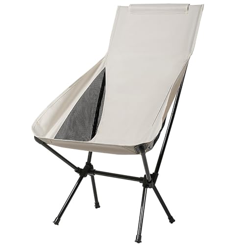 Wind Tour Portable Camping Chair Lightweight Foldable Outdoor Chair for Hiking Camp Backpacking Lawn Beach Fishing Picnic with Carry Bag (High-Back | White) - color: High-back | White