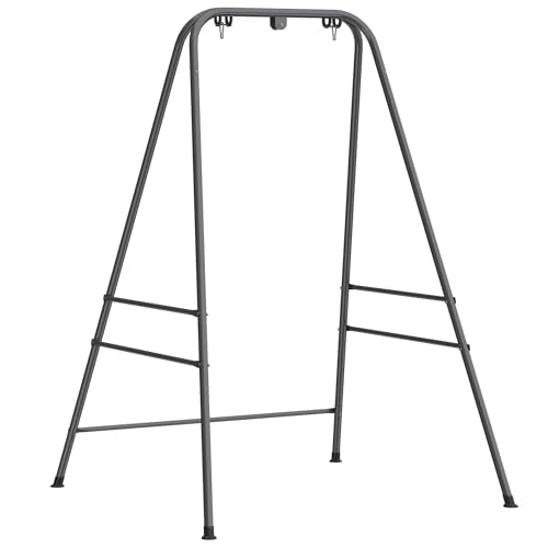 Outsunny Hammock Chair Stand, Free Standing Heavy Duty Hanging Swing Chair with Anti-Slip Foot Pads, 2 Carabiners, for Relaxation, Indoor and Outdoor Use, Gray - color: Gray
