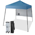 Outvita 6'x6' Pop Up Canopy Tent Commercial Instant Gazebo Tent, Waterproof & UV Protection Canopy Tent with Slant Legs & 1pc sidewall for Party Wedding Birthday BBQ Events - style: 6x6-blue