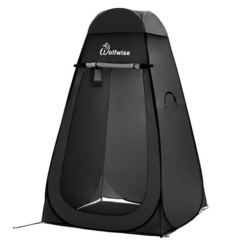 WolfWise Pop Up Changing Tent for Beach, Camping Portable Shower Tents, Outdoor Privacy Bathroom, Change Dressing Clothes Tent Pop Up Instant for Camp, Toilet, 6.2ft/6.6ft/6.9ft High - color: Black, size: Spacious Pro: 74.8" H, 47.2" W