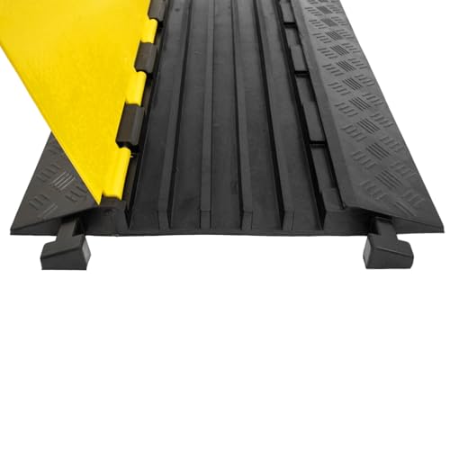 5 Channel 2 Pack Cable Protector Ramp Traffic Wire and Hose Ramp Cord Cover Heavy Duty Channels 18,000 lbs Load Capacity Cable Wire Ramp Speed Bump Driveway Cable Ramp Protective Cover - size: 5 Channel 2 Pack