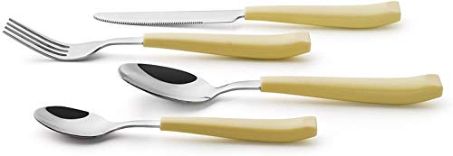 ANNOVA Silverware Set Stainless Steel Colorful Handle Tableware Kitchen Flatware Set Utensils, Includes Dinner Knives, Forks, Spoons, Salad Forks & Dessert Spoons (Yellow, 16 Pieces) - color: Yellow 16Pieces