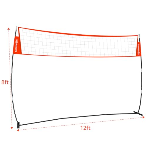 Portable Volleyball Net System Capable of preventing Sagging withThickened Poles, Height Adjustable UV-Resistant Tear-Proof Mesh and Carry Bag for Backyard, Beach and Outdoor Practice