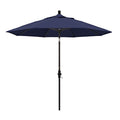 California Umbrella 9' Round Aluminum Market Umbrella, Crank Lift, Collar Tilt, Bronze Pole, Navy Blue Olefin - color: Navy Blue
