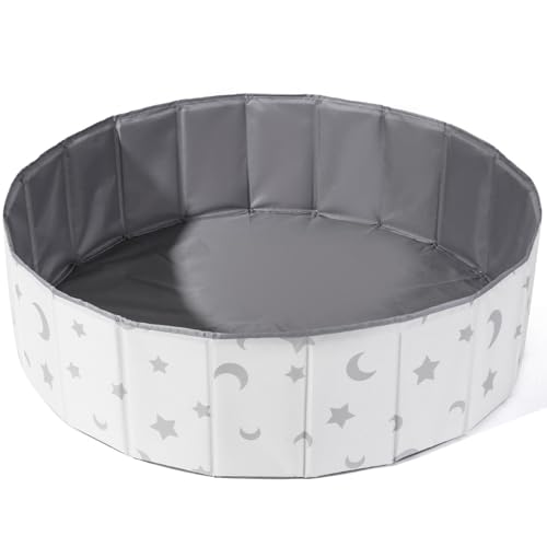 40Inch Kids Ball Pit, Foldable & Portable & Reusable Balls Pool for Toddlers,Playpen/Fence for Baby, Play Pool for Dog, Indoor & Outdoor Use, Oversized (Star/Moon) - color: Gray,white
