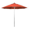 California Umbrella 9' Round Aluminum/Fiberglass Umbrella, Push Open, Silver Pole, Olefin Sunset Fabric - color: Sunset