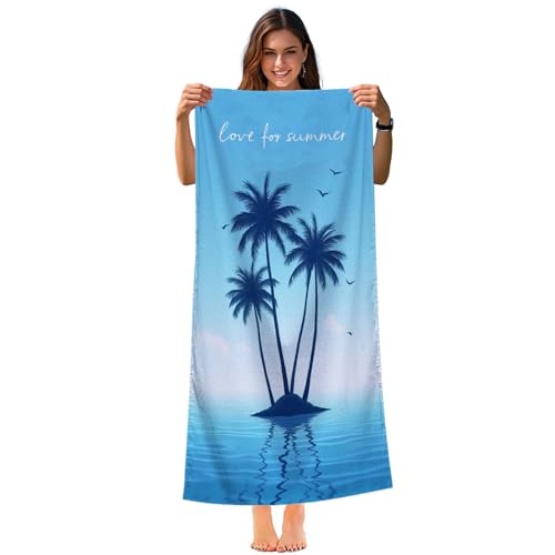 Microfiber Lightweight Beach Towel 63"x31.5" Sand Free Towels Travel Swim Pool Yoga Gym Camping for Adults Women Men Beach Essentials Accessories Vacation Gift Palm Tree (Palm Tree-2, 63"x31.5") - color: Palm Tree-2
