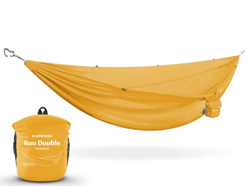 KAMMOK: Roo Double Hammock | Made from Strong & 100% Recycled Water Resistant Ripstop Fabric | Comfortable, Packable, Lightweight (Lifetime Adventure Grade Warranty), Sunflower Gold - color: Sunflower Gold, size: Roo Double