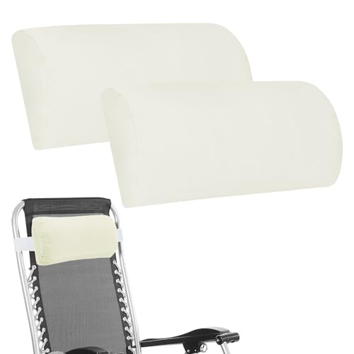 Headrest Pillow for Patio Chaise Lounge, 2 Packs Head Pillow with Elastic Band for Zero Gravity Lounge Chair, Head Neck Rest Pillow Lumbar Pillow, Cream - color: Cream