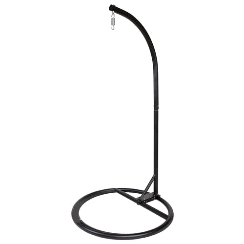 Round Base Heavy Duty Hanging Stand - Powder Coated Hammock Stand for Hammock Chair, Indoor and Outdoor (Black)