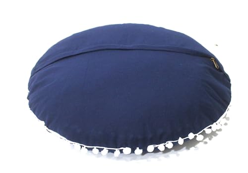 CRAFT KALA Meditation Floor Pillow Cover, Round Large Pillows Cover Seating for Adults, Bohemian Mandala Circle Cushions Cover for Outdoor Fireplace Yoga Living Room (Blue, 32" Round)