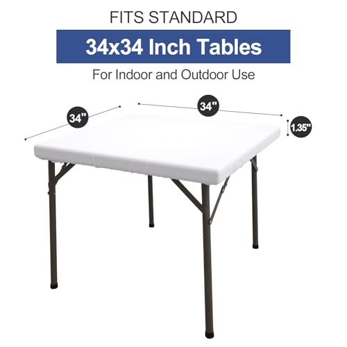 homing Square Table Cloth Cover, Waterproof Polyester Elastic Fitted Tablecloth, Washable Table Protector for Picnic, Camping, Outdoor (White, 34" x 34") - color: White, size: 34" x 34" (Square)