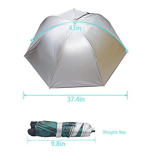 Umbrella Hat, 37 inch Fishing Umbrella Hat Hands Free Foldable UV Protection Umbrella Cap Adjustable Headwear for Fishing Golf Camping Beach Gardening Sunshade Outdoor - color: Silver-Camouflage(2pcs)