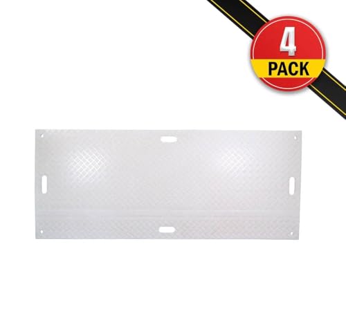 Mytee Products 4 Pcs Ground Protection Mats - White, 4' x 8', Heavy Equipment Mats w/ 6 Pcs Single Connectors - color: White, size: 4 - Pack