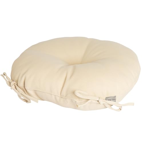Magpie Fabrics Outdoor 15"x15"x4" Round Bistro Seat Cushions with Ties Set of 2, Tufted Waterproof Patio Floor Chair Pads for Home Garden Balcony Kitchen Office Porch, Olefin Beige - color: Olefin Beige